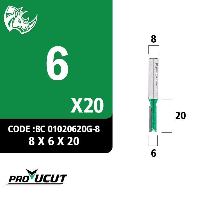 تیغ فرز شیارزن قطر 6 کارگیر 20 ProUCUT کد BC01020620G-8